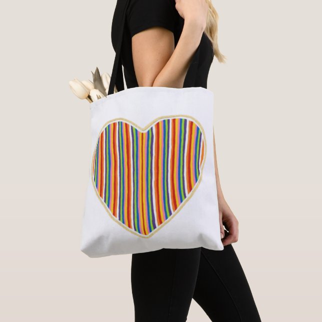 Saco de Tote de Stripes Cardíacas (Close Up)