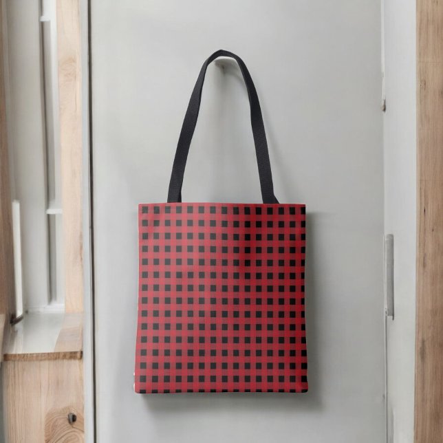 Saco de Tote de Xadrez de Buffalo Vermelho para Es (Criador carregado)