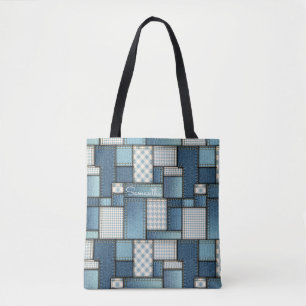 Saco de Tote Denim Quilhado