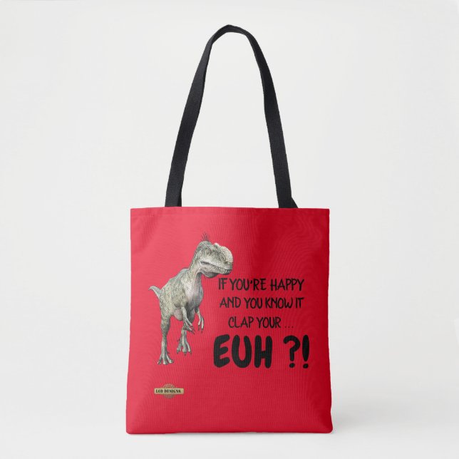 Saco de Tote "dinossauro feliz" (Frente)