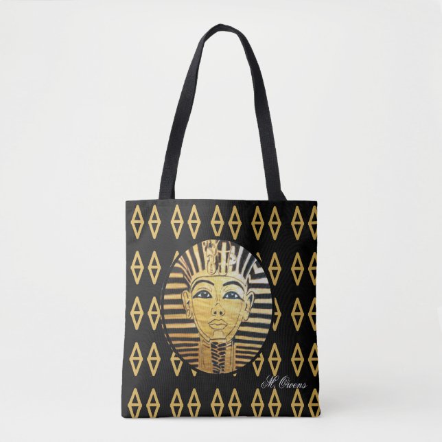 Saco de Tote do Estilo Preto e Dourado Egípcio (Frente)