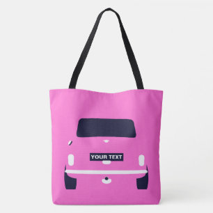 Saco de tote do mini carro clássico cor-de-rosa pe
