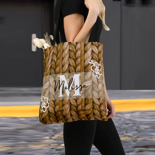 Saco de Tote do Monograma Floral Russo | Presente  (Monogram | Birthday present Mum | Bridesmaid gift Tote Bag)