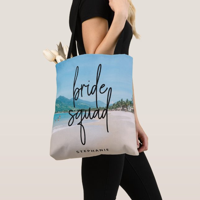 Saco de Tote do Quadrado de Praia Personalizado (Close Up)