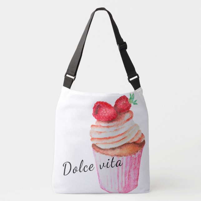 Saco de tote Dolce vita com design de cupcake de f (Frente)