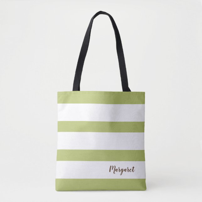 Saco de Tote em Lado Verde e Branco Personalizado (Frente)