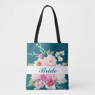 Saco de Tote Floral Cor-de-Rosa Teal