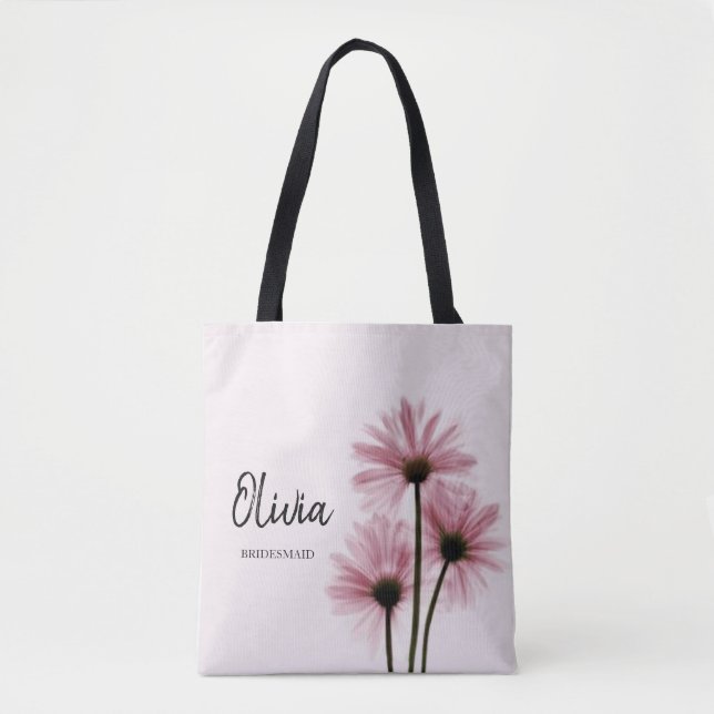 Saco de Tote Floral de Bridesmaid Rosa Personaliza (Frente)