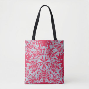 Saco de Tote Magenta Viva com Decoração Prateada
