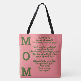 Saco de tote MOM - Rosa e Verde