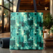 Saco de Tote Monocromático Personalizado Teal Eleg