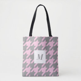 Saco de Tote Monograma de Blush Houndstooth
