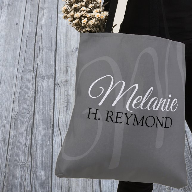 Saco de Tote Personalizado da Cinza Elegante com S (Criador carregado)