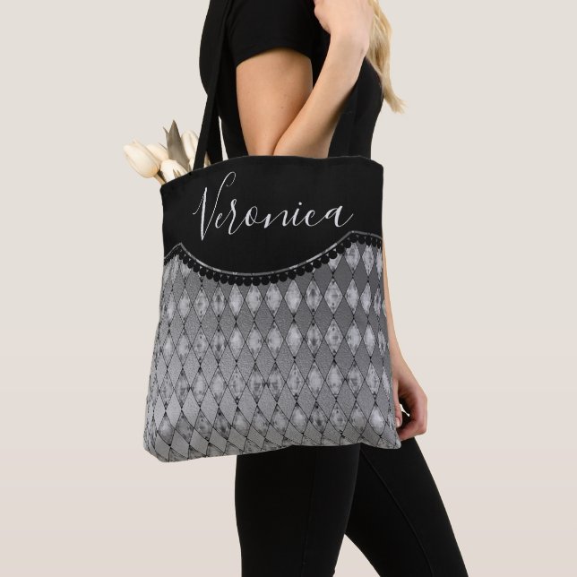 Saco de Tote Personalizado do Harlequin Silver Chi (Close Up)