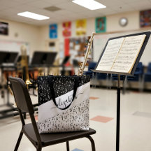 Saco de tote personalizado, preto e branco