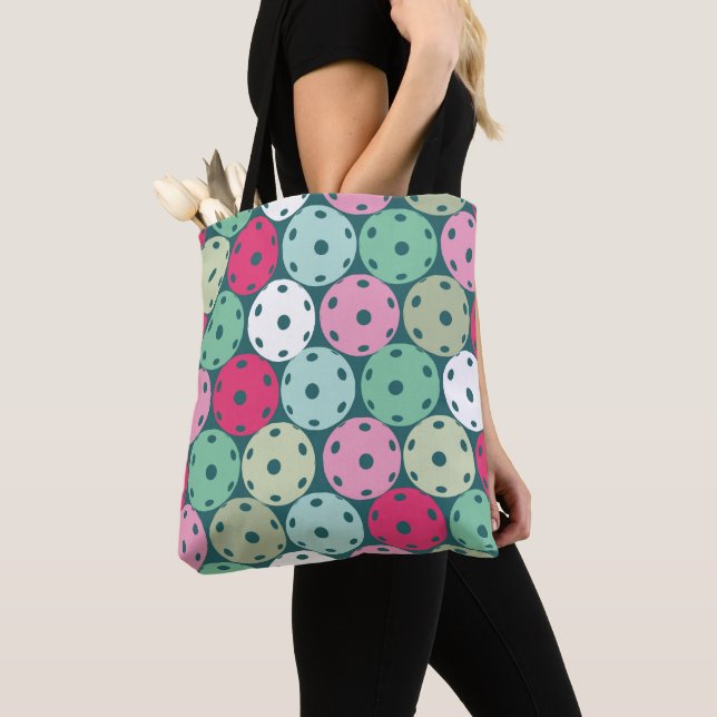 Saco de Tote Picklebolas rosa e verde (Close Up)