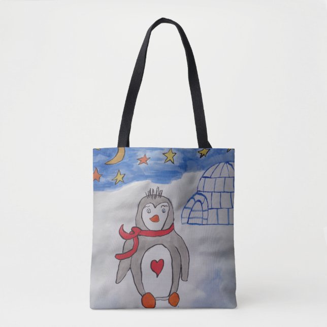 Saco de Tote Pinguim-Neve Inverno (Frente)