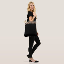 Saco de Tote Preto com Impressão Leopardo