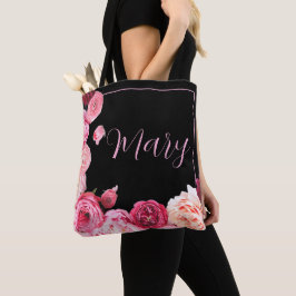 Saco de Tote Preto Personalizado - Peneiro Rosa