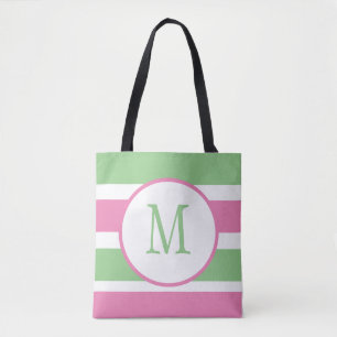 Saco de Tote Verde e Rosa Monograma