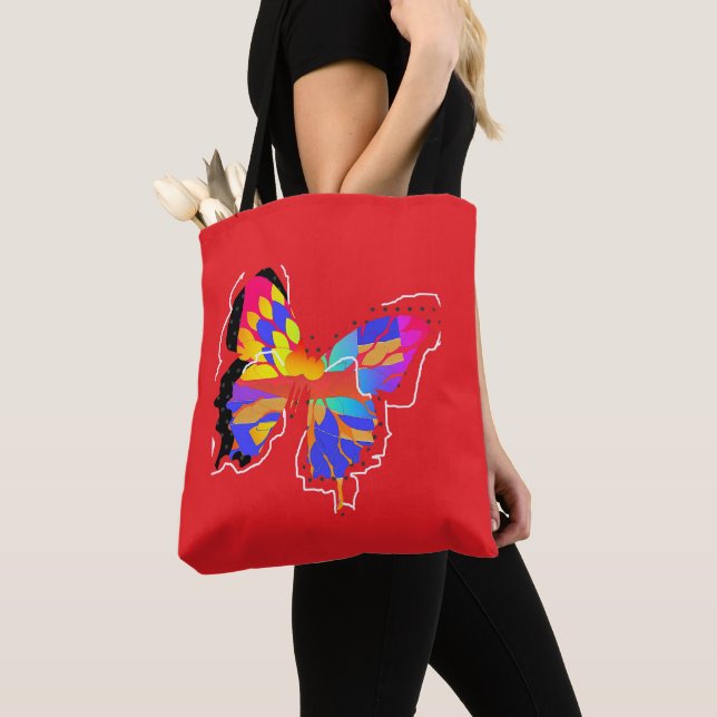 Saco de Tote Vermelho da Borboleta (Close Up)
