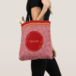 Saco de Tote Vermelho E Dourado Personalizado