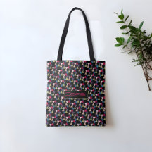 Saco preto tote nome padrão triângulo abstrato