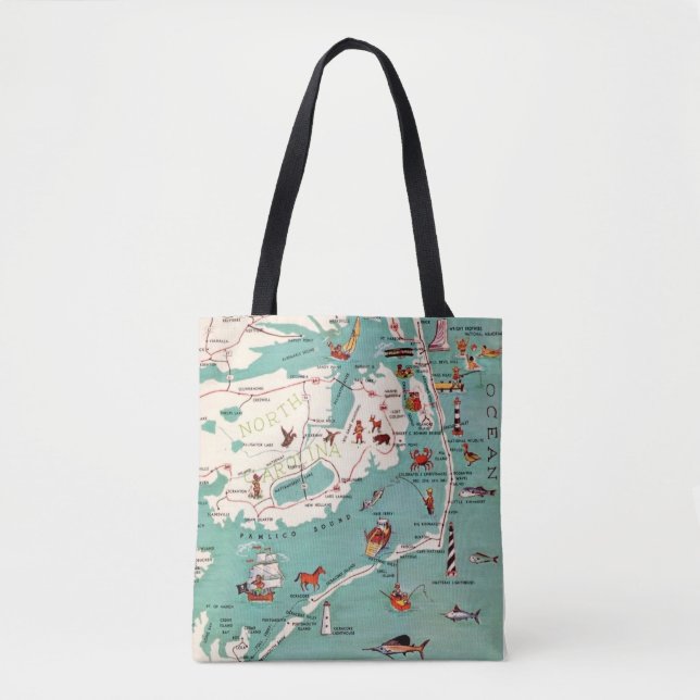 Saco tipo tote ilustrado colorido do mapa de Outer (Frente)