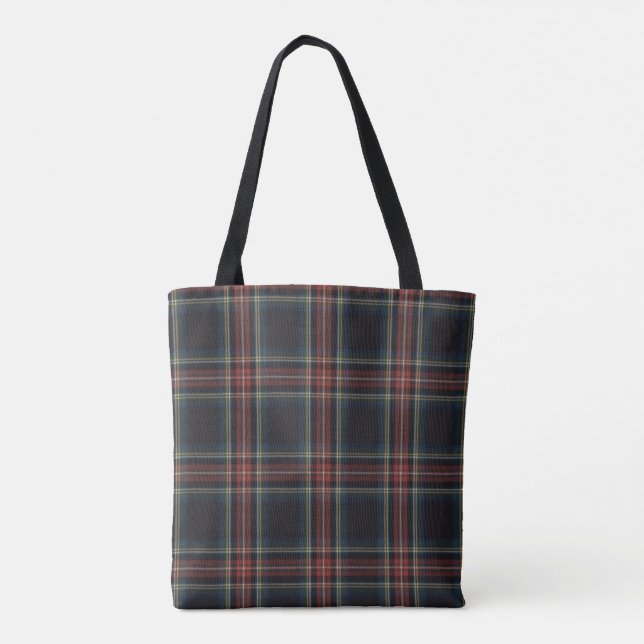 Saco Tote All-Over-Impressão Tote de Tartan, Médio (Verso)