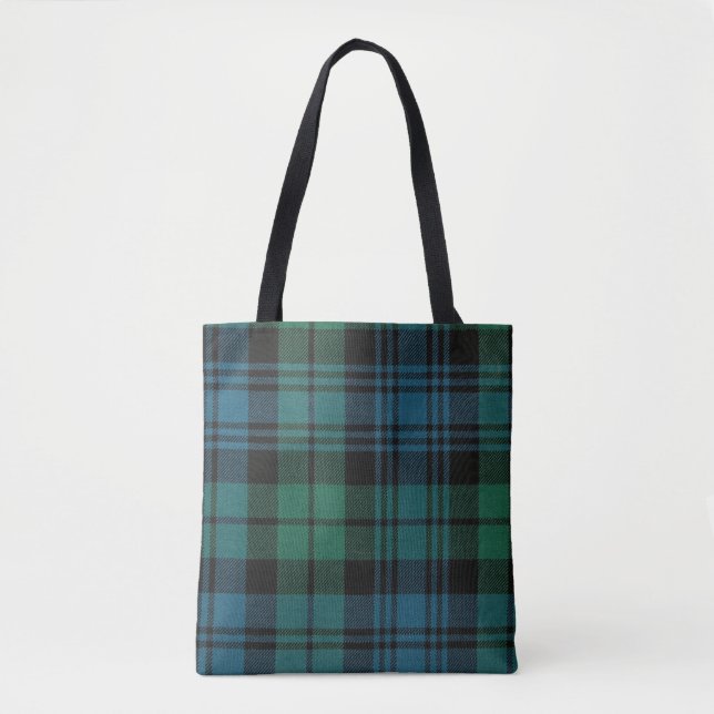 Saco Tote All-Over-Impressão Tote de Tartan, Médio (Frente)