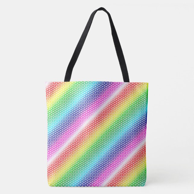 Saco Tote (ao) - Cores Prismáticas no Padrão Octag (Frente)