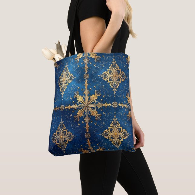 Saco Tote Azul Decorativo de Natal (Close Up)