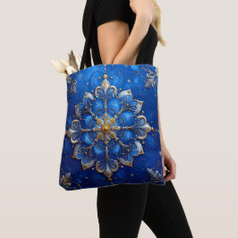 Saco Tote Azul Decorativo de Natal
