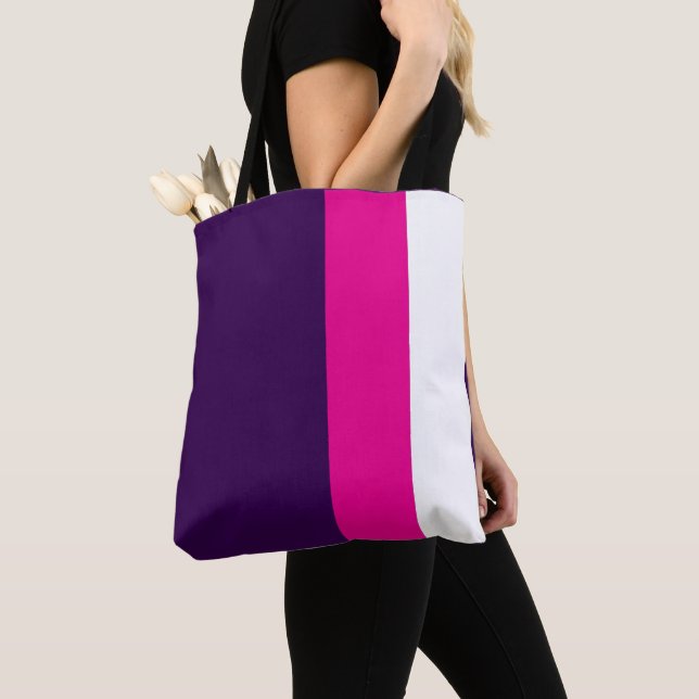 Saco Tote Azul Marinho com Branco e Rosa (Close Up)
