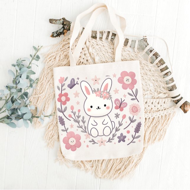 Saco Tote Coelho Floral Caprichoso (Criador carregado)