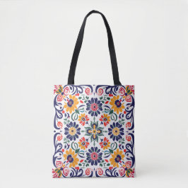 Saco Tote Colorido Padrão Floral Folclórico | Hu V