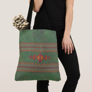 Saco Tote com Design Geométrico Verde de Artemísia
