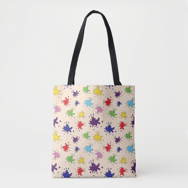 Saco tote com respingos de tinta colorida (Frente)