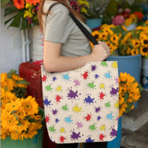 Saco tote com respingos de tinta colorida