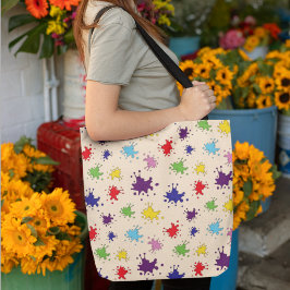 Saco tote com respingos de tinta colorida