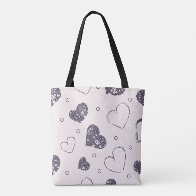 Saco Tote Corações Grunge Roxo (Verso)