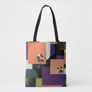 Saco Tote de Arte de Geometria Floral Abstrata