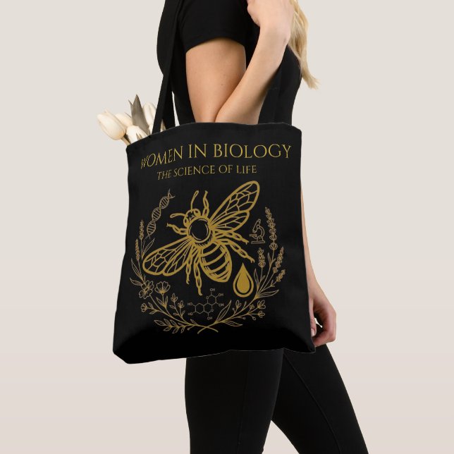 Saco Tote de Biologia da Abelha Melífera Dourada E (Close Up)