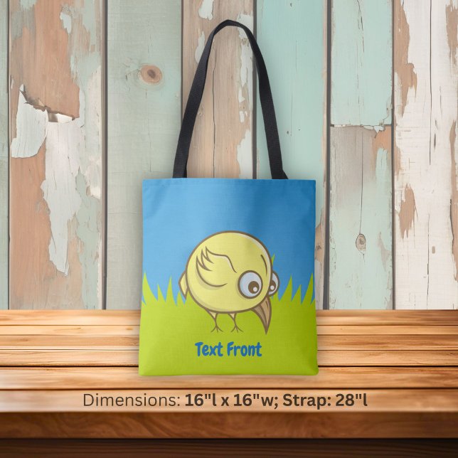 Saco tote de desenho animado de pássaro amarelo (Criador carregado)
