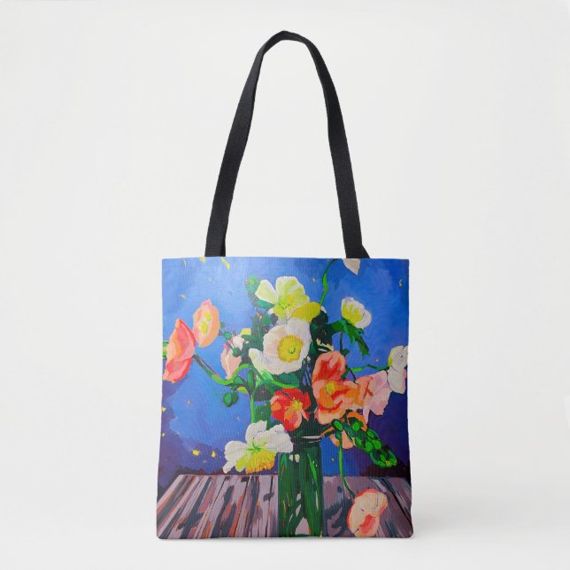 Saco tote de dupla face Poppies islandeses (Frente)