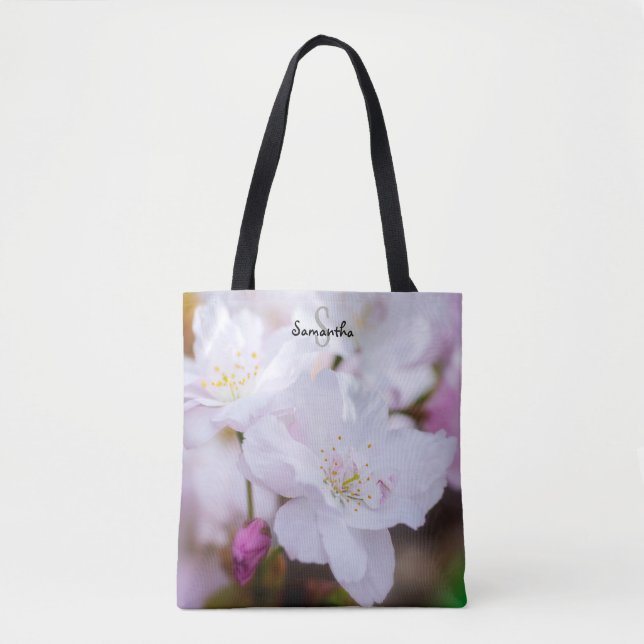Saco tote de flor de cerejeira branca (Frente)