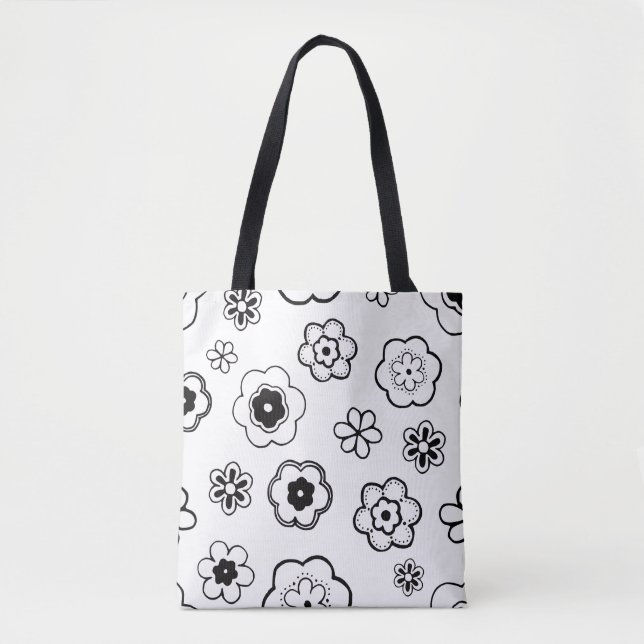 saco tote de flores de desenho animado (Frente)