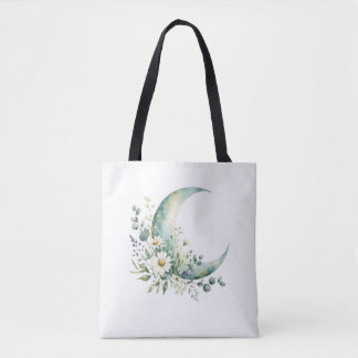 Saco Tote de Flores Silvestres ao Luar Minimalista