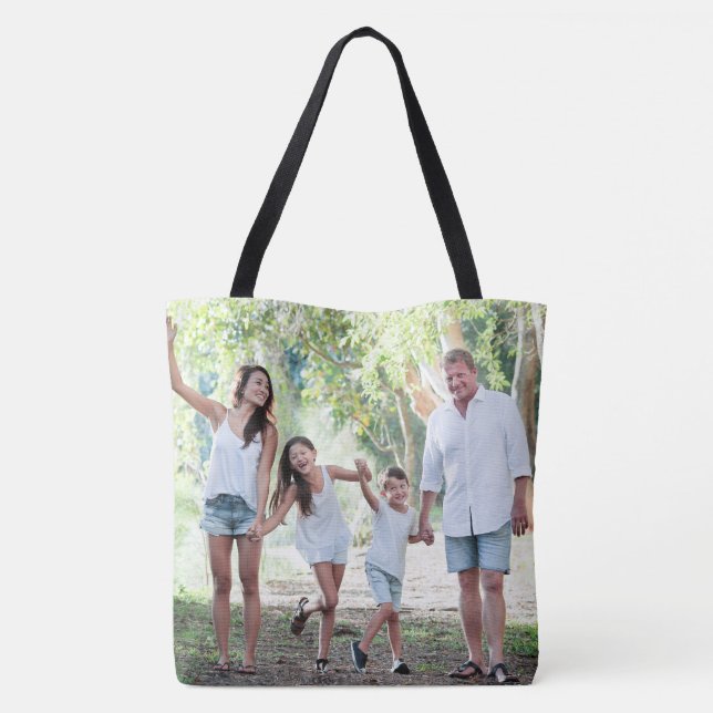 Saco Tote de Foto Personalizada da Família em Ambo (Verso)