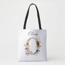 Saco Tote de Impressão Total com Letra Floral Dour